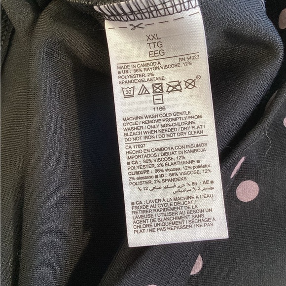 Old Navy Black Gray Polka Dot Ponte Sheath Bell Ruffle Half Sleeve Dress XXL NEW - Picture 12 of 13
